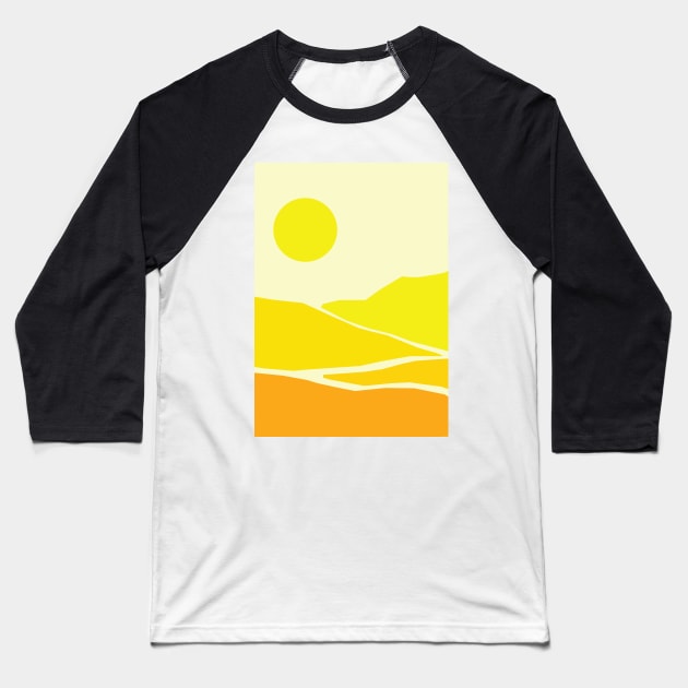 Minimalist Mid Century Modern Sunny Landscape Baseball T-Shirt by CityNoir